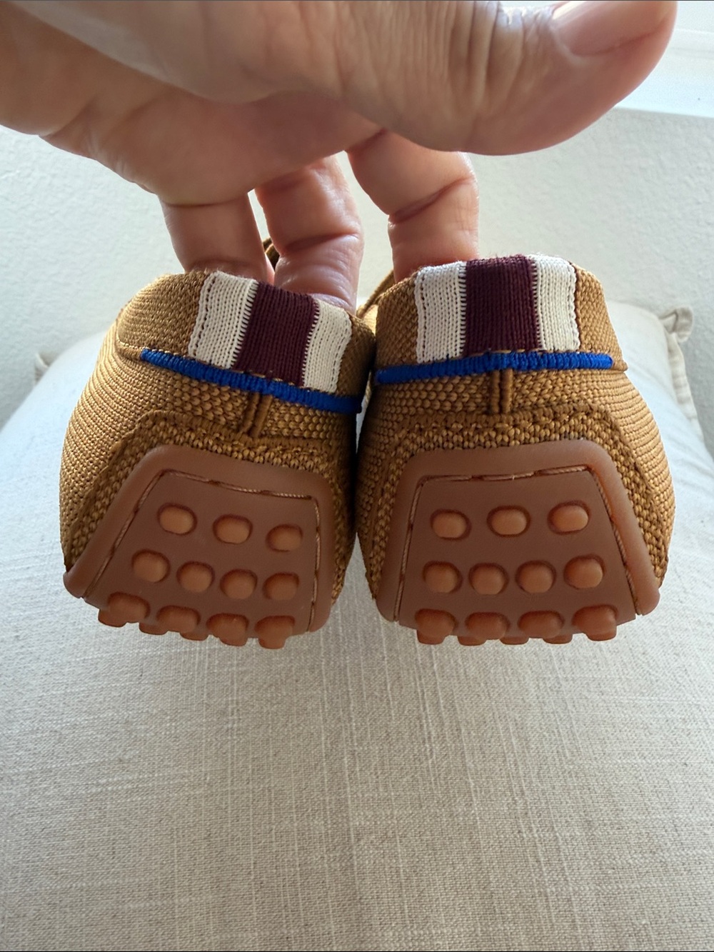 Rothy's  The driver in sunflower Tan Knit Slip-On Loafers with White Accent - Picture 6 of 10